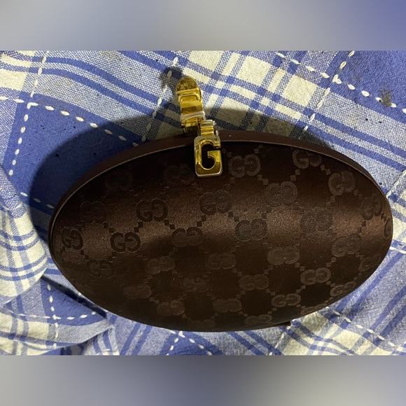 Gucci satin hard sided clutch